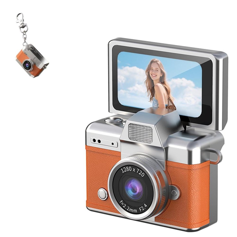 Thumb-Sized Flip Screen Mini Camera, Mini Keychain Digital Cameras, 180Flip Screen, Video Mode, Multi-Style Beauty Filters