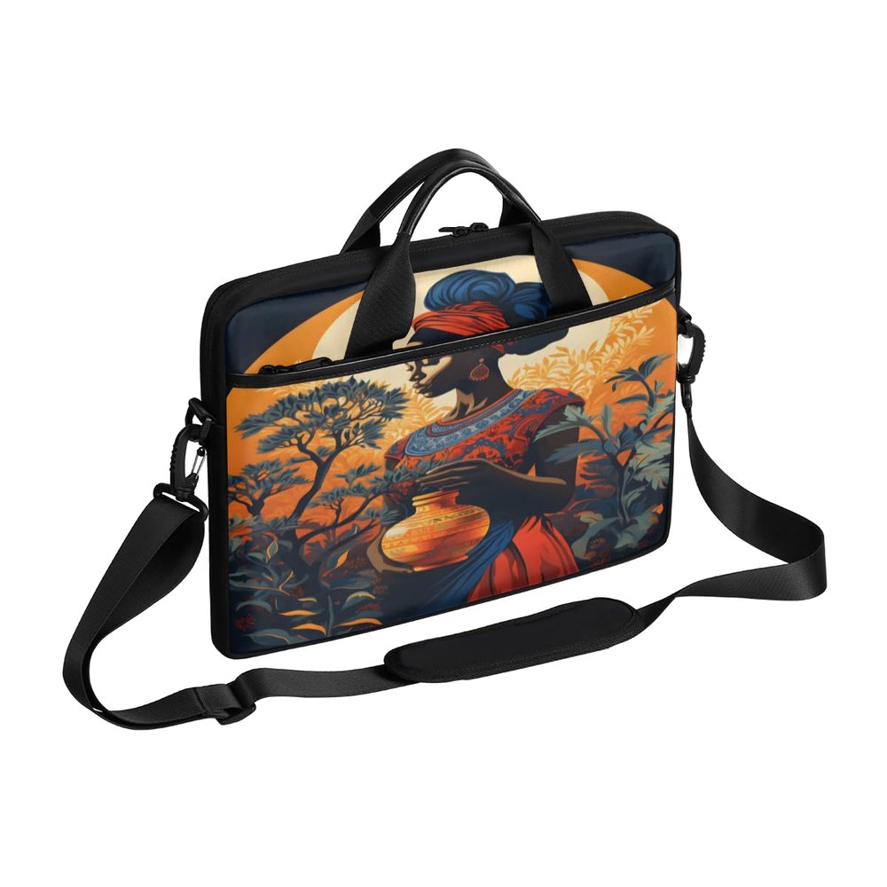 Adornori African American Black Women Laptop Bag 15 inch Waterproof Laptop Carrying Case with Shoulder Straps Computer Bag for Women&Men