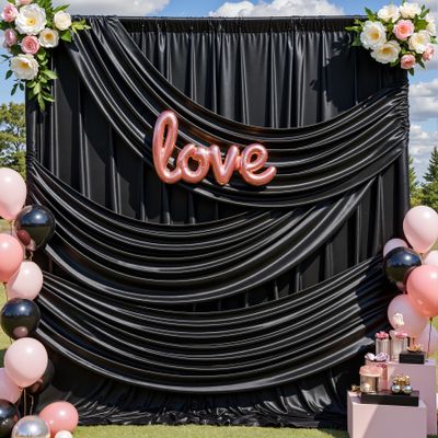 10x12FT Black Sequin Backdrop Curtain -2 Panels 5x12FT Wrinkle Free Shimmer Back Drop Cloth, Glitter Backdrop Drapes for Photography, Birthday, Wedding, Graduation Background