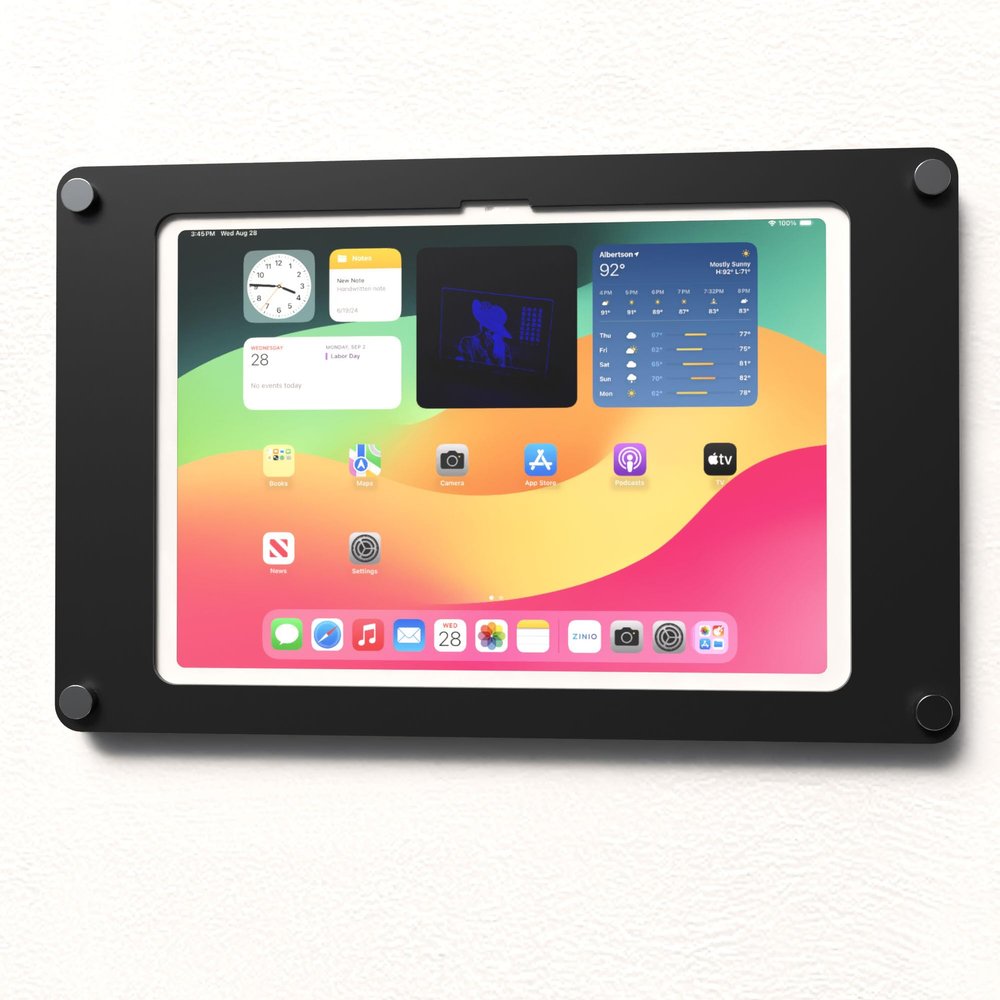 TABcare Acrylic Wall Mount Floating Frameless Display Case with Metal Standoff for iPad Pro 11 2024 M4 2025 M5 (Black)