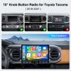 10 inch Car Stereo Dash Kit Replacement for Toyota Tacoma Radio Upgrade 2016-2021,QLED Touch Screen Head Unit w/Wired Wireless CarPlay Andriod Auto GPS Navigation FM/AM Radio Knob (2016-2021 4G+64G) view 2