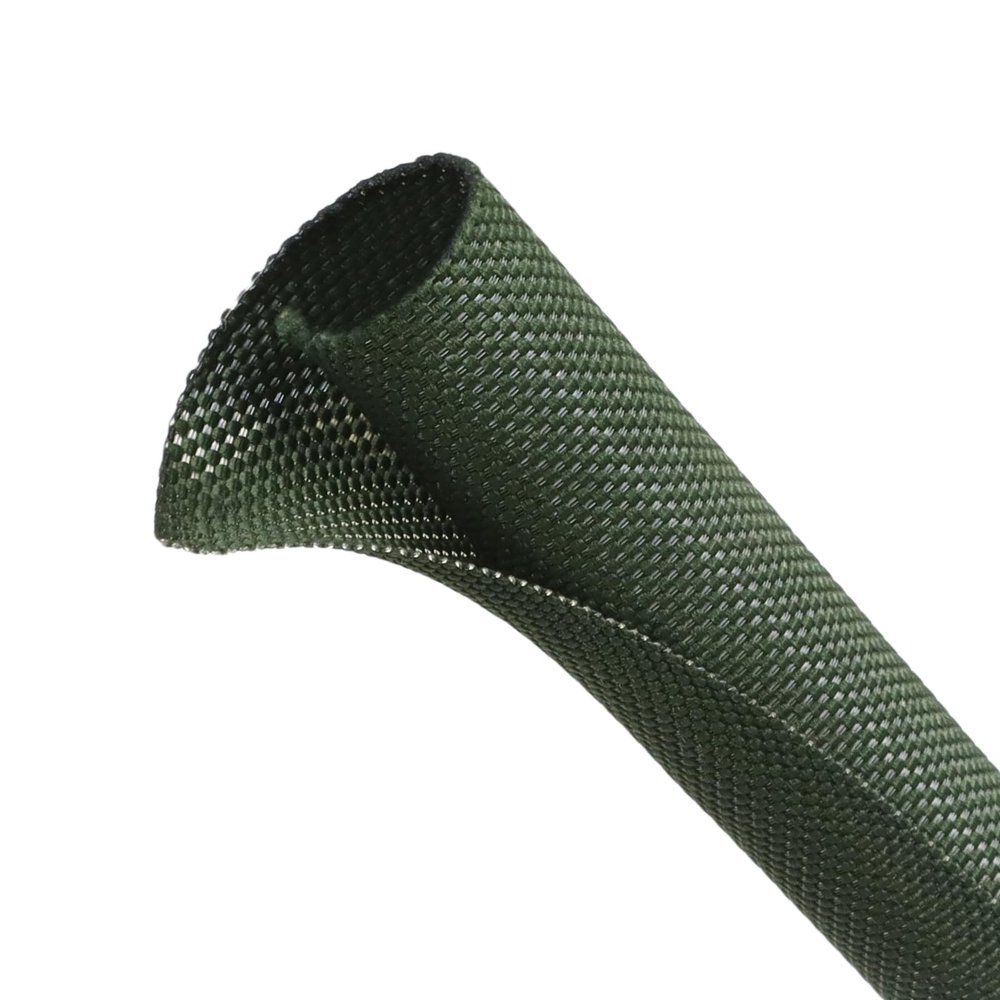 Automotive Wire Loom Tubing, Split Braided Cord Protectors from Pets No Chew, Flexible Cable Sleeve Cable Management for TV/Computer/Electric Wires (Deep Green, 1"-10ft)