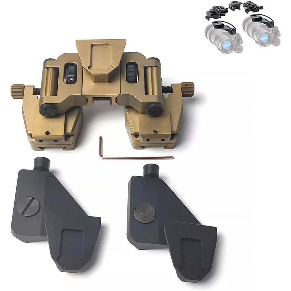 Dual Binocular Bridge Night Vision NVG Mount + AN/PVS-14 J Arm Dovetail Adapter,CNC Aluminum Bridge Arm Assembly,Black,Gold, Silver(Gold)