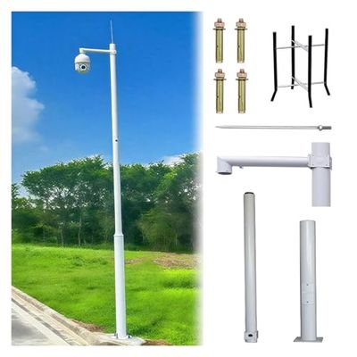 Durable Outdoor Security Camera Pole with Lightning Rod  137.8in Surveillance Solution for Backyard Safety & Protection, Weather-Resistant Design