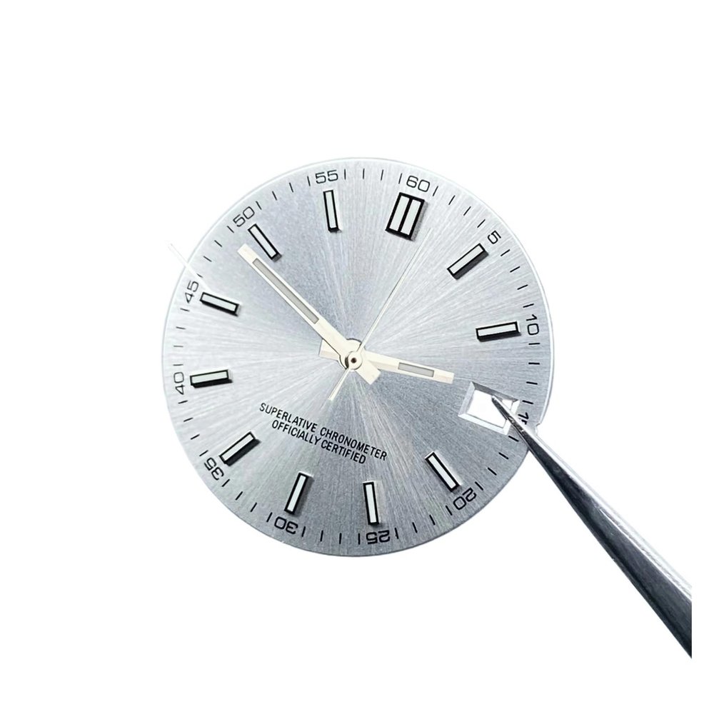 28.5mm NH35 Dial 62 Modified Replacement Parts Green Luminous Suitable Fit NH35N/H36 NH35 Watch Dial(Sliver Set)