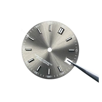 28.5mm NH35 Dial 62 Modified Replacement Parts Green Luminous Suitable Fit NH35N/H36 NH35 Watch Dial(Gray)