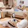 Tablet Pillow Stand with Snack Bowl and Writing Board, 360 Rotating Phone Holder for 4.7-13" Phone Kindle Tablet, Pillow Kindle Holder for Reading in Bed, Couch,Recliner,Floor Etc-Wood Grain view 2