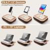 Tablet Pillow Stand with Snack Bowl and Writing Board, 360 Rotating Phone Holder for 4.7-13" Phone Kindle Tablet, Pillow Kindle Holder for Reading in Bed, Couch,Recliner,Floor Etc-Wood Grain view 3