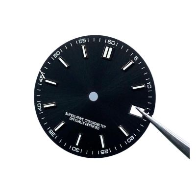 28.5mm NH35 Dial 62 Modified Replacement Parts Green Luminous Suitable Fit NH35N/H36 NH35 Watch Dial(Black)