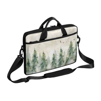 Adornori Watercolor Christmas Tree Forest Laptop Bag 15 inch Waterproof Laptop Carrying Case with Shoulder Straps Computer Bag for Women&Men