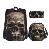 LZQPOEAS 3PCS Leather Rose Skull Backpack Sets with Insulated Lunch Bag Pencil Case, 17inch Lightweight Laptop Backpack Shoulder Lunch Box and Pencil Bag for Women Men Travel Bags view 1