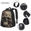 LZQPOEAS 3PCS Leather Rose Skull Backpack Sets with Insulated Lunch Bag Pencil Case, 17inch Lightweight Laptop Backpack Shoulder Lunch Box and Pencil Bag for Women Men Travel Bags view 4