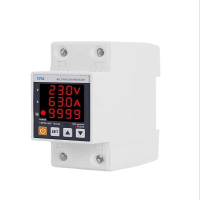 3IN1 Display Din Rail Adjustable Over Under Voltage Surge Protector Relay Over Current Protection Kwh Power Meter 230V 63A