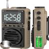 Digital AM FM Weather Band Radio 851mAh Rechargeable Portable Pocket Radio with Best Reception,Flashlight,LCD Screen, Back Clip,Stereo Earphone Jack, SOS Alarm,Sleep Timer for JoggingBrown view 1