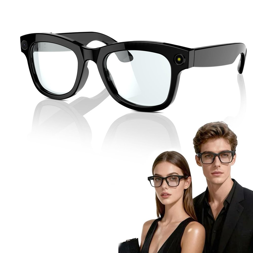 Antye AI Camera Glasses for Men and Women, Smart Glasses with Camera Featuring 8MP HD Video, 139-Language Translator, Bluetooth Audio, Photochromic & Blue Light Filter Lenses