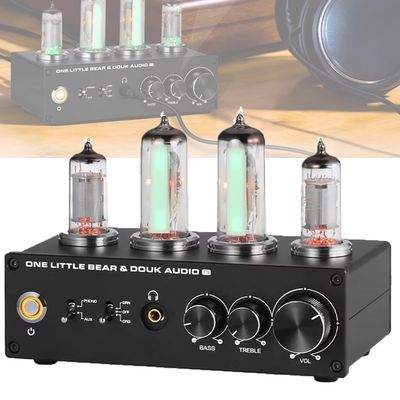 OSPSHPG Phono Preamp Vacuum Tube, MM Record Player/Turntable Preamplifier, with Gain Control and Volume Knob, Stereo L/R/RCA/3.5mm, for Home Stereo Audio System