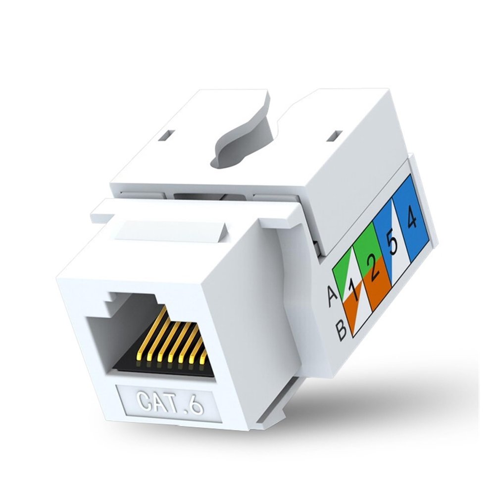 10PCS Cat6 Keystone Jacks, Ethernet Punch-Down Connectors, 90 Degree Module Couplers