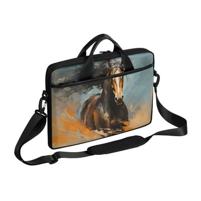 Adornori Horse Laptop Sleeve Case 15 Inch Laptop Bag Animal Theme Computer Briefcase with Shoulder Straps for Men Women
