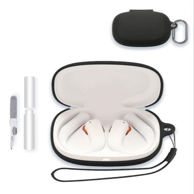 Case for JBL Endurance Peak4 Earbuds 2025 New, WUNIAK Soft Silicone Protective Portable Scratch Shock Resistant Shell with Cleaner Kit & Carabiner & Lanyard for JBL Endurance Peak 4,Black