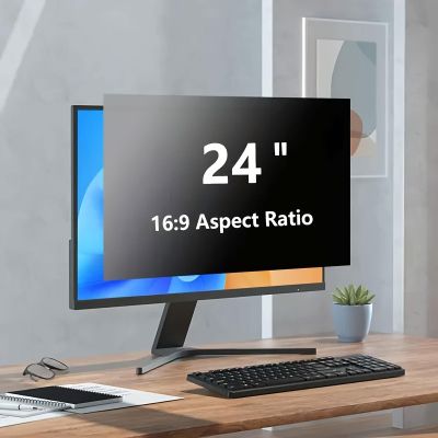 Mapskey Jous 24 inch Computer Privacy Screen for 16:9 Aspect Ratio Widescreen Monitor, Eye Protection Anti Glare Blue Light Filter, Removable Anti-Scratch Protector Film