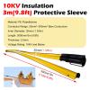10kv High Voltage Conductor Shielding Cover for Power Line Maintenance, Lineman Insulation Cable Protection Tubing, Yellow Electrical Wire Sleeve(Yellow-Set of 10) view 3