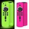 (2 Pack) Wevove Soft Protective Remote Cover,Shockproof Anti-Slip Silicone Protective Case with Lanyard Glow in The Dark (Glow Green and Rose Red) view 1