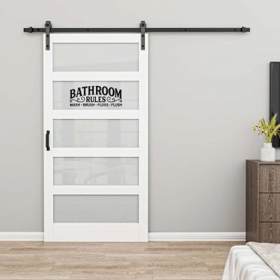 84" H 5-Lite Frosted Glass & MDF Sliding Barn Door with Installation Hardware Kit,36" x 84"