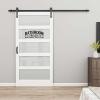 84" H 5-Lite Frosted Glass & MDF Sliding Barn Door with Installation Hardware Kit,36" x 84" view 1