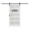 84" H 5-Lite Frosted Glass & MDF Sliding Barn Door with Installation Hardware Kit,36" x 84" view 2