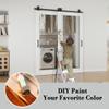 80" 1-Lite Mirror White Primed Solid Core Sliding Bypass Barn Door Double Doors with Hardware Kit,64" x 80" view 4