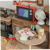 Dollhouse TV USB Rechargeable Mini TV Toy That Can Play Video with LCD Screen & 180 Rotatable Antenna Dollhouse Furniture for DIY Setting, Red view 3