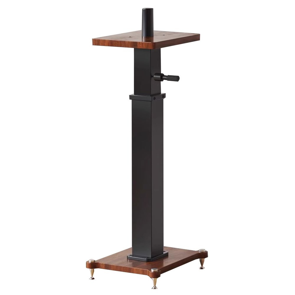 1 Pair Hand-Crank Height Adjustable Speaker Stand for Studio Monitor, Home Theater & KTV Sound System - Steel Speaker Floor Stand for Various Audio(Brown,24 * 30*(48~68) cm)
