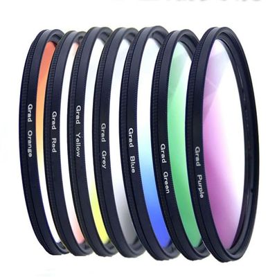 82mm Graduated Filter, Colorful Filtor Adjustable Grad Gradient Neutral Density Color Filtors for DSLR Camera Photography 7 Piece Color