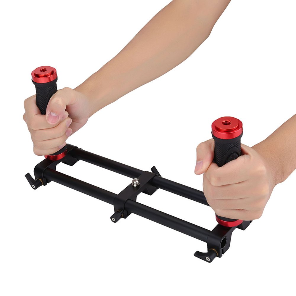 Tbest Camera Dual Grip Extender Handle Gimbal Stabilizer Rig Accessory for Feiyu Beholder Professional Photography Videography Aluminum Alloy Black 12 x 3.9 6.5 Inch