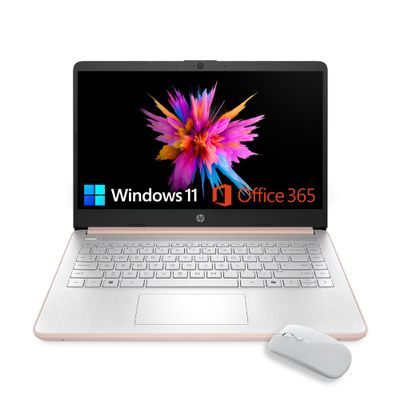 HP 14 Laptop Intel Celeron N4500 8GB Memory 256GB eMMC Storage, Microsoft Office 365 Included, Windows 11 Home S Mode, Pale Rose Gold, with Free Wireless Mouse