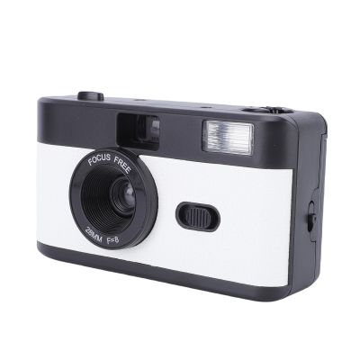 Fydun 35mm Film Camera Retro Reusable with Flash 27 Color Films for Students Adults Birthday Gifts (Black White)
