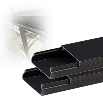 Black/Gray Cable Shielding Wire Cover, 1/2" 3/5" 4/5" 6/5" 3/2 in Width Floor Wire Protector for Office Living Room Bedroom, PVC Cable Concealing Cover(B-2 pcs,W H 1/2in x 3/10in)
