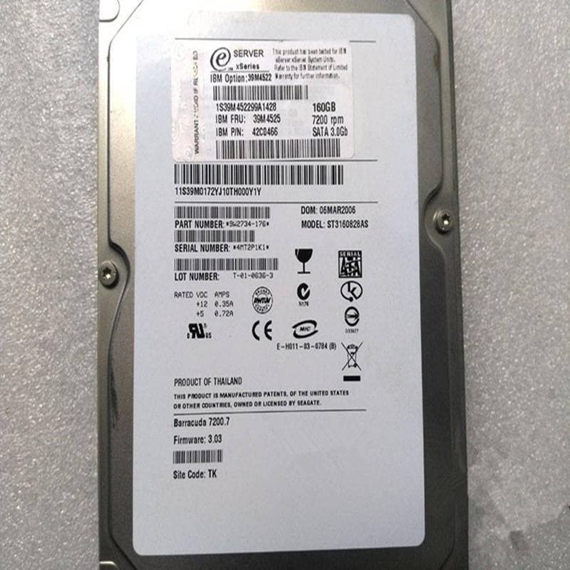 160GB 3.5" for SATA Internal Hard Drive - 7200RPM, 16MB Cache, Compatible with 39M4522, 39M4525, 42C0466