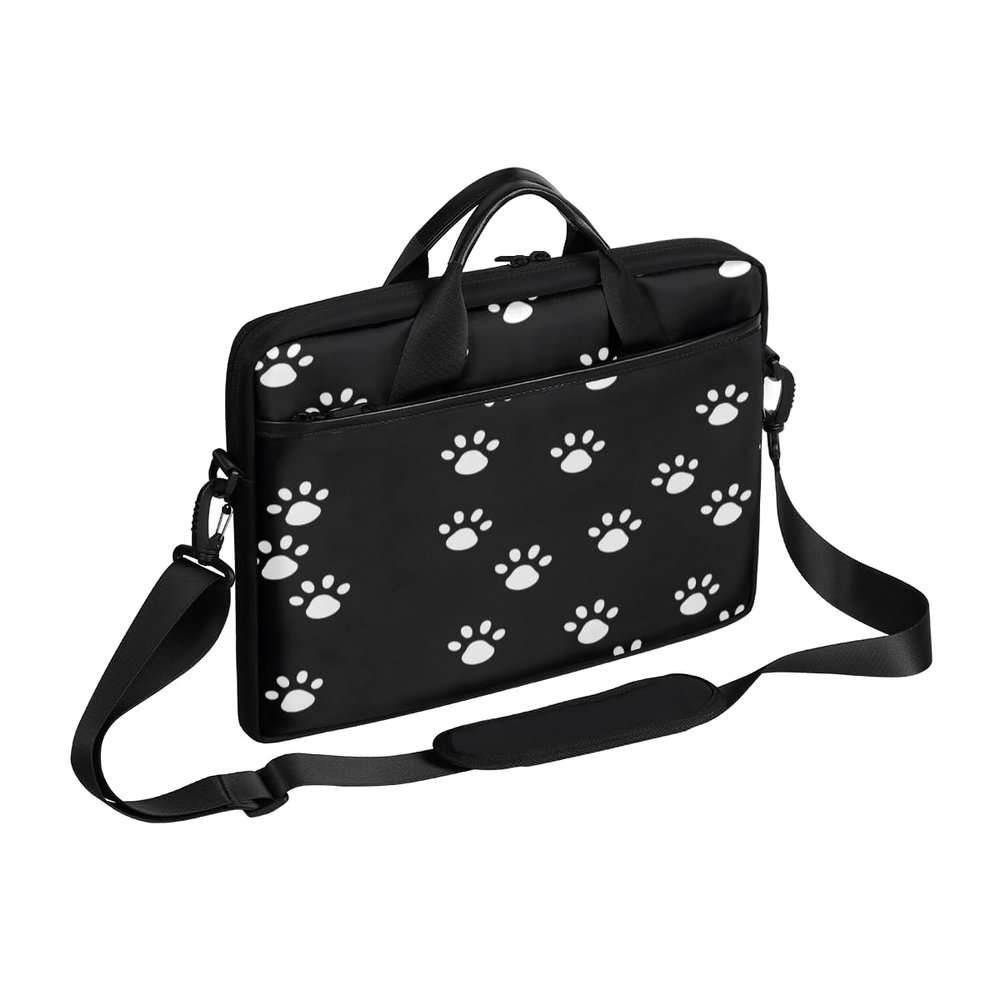 Adornori Dog Paws Print Laptop Sleeve Case 15 Inch Laptop Bag Paws Print Computer Briefcase with Shoulder Straps for Men Women