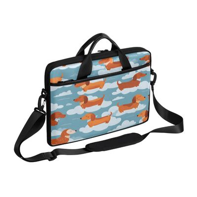 Adornori Dachshund Dog 15 Inch Laptop Bag for Women Men Clouds Waterproof Computer Carrying Case with Shoulder Straps