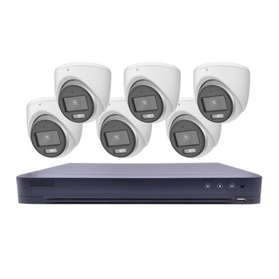 8-Channel Analog Security System, DVR with 2TB HDD, Six 5MP Turret Cameras, 24/7 Color Night Vision, 65ft Range, IP67 Rated, 4K HDMI Output T7208U2TA6C (Renewed)