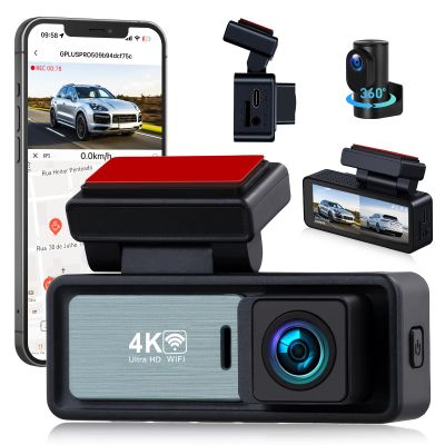 4K Dual Dash Cam Front and Rear, 4K+1080P FHD Car Camera,Dash Camera for Cars Car Camera with GPS WiFi App Control 150 Wide Angle Night Vision G-Sensor Loop Recording 24H Parking Monitoring