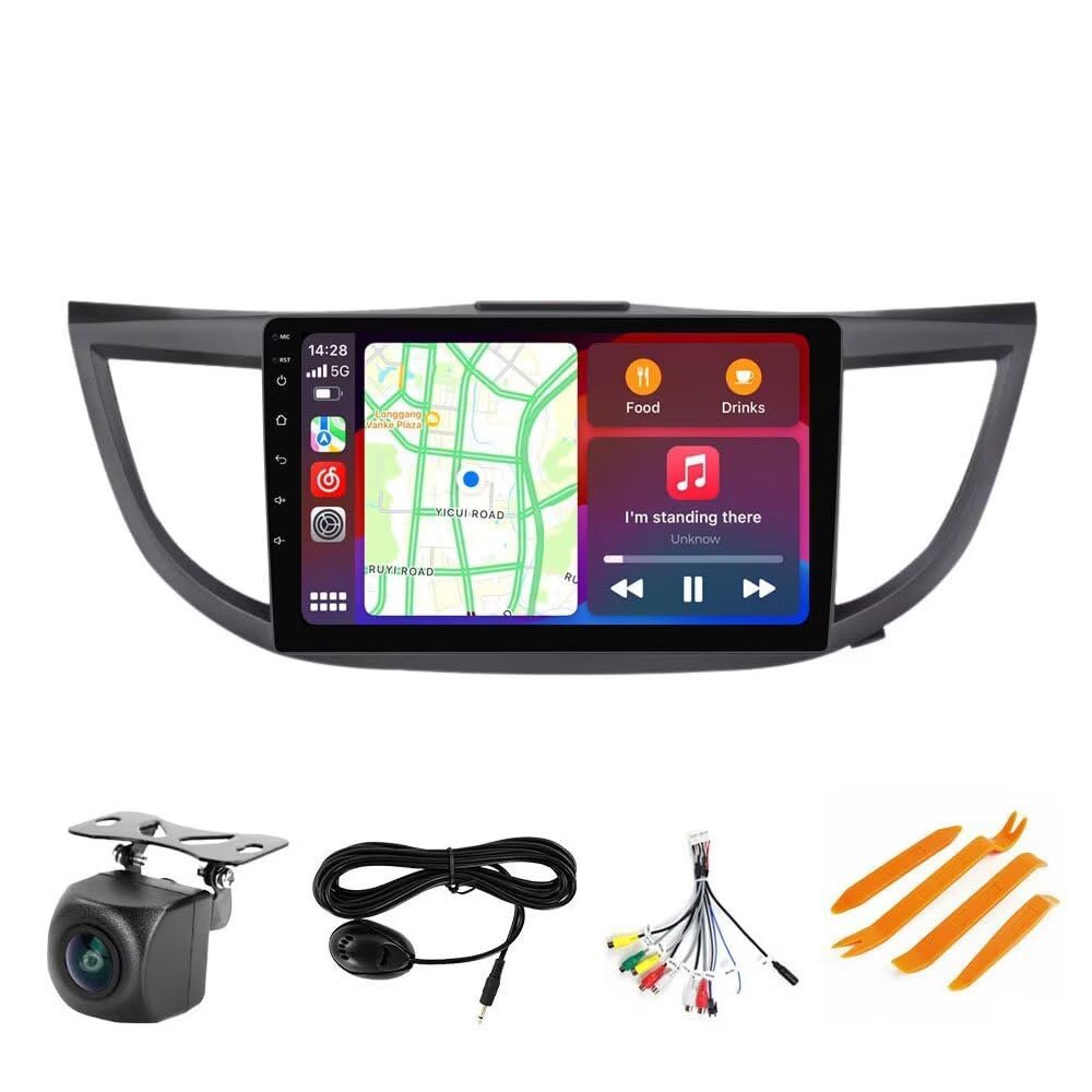5GWiFi Upgrade Stereo Radio for Honda CRV 2012 2013 2014 2015 2016 - Biorunn 8-Core Wireless Car-Play Android Auto GPS Navi - 2GB RAM 32GB ROM 10.1 Inch Blue-Tooth Camera