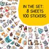 100PCS Cute Cat Stickers Waterproof Vinyl Feline Themed Decals for Kitty Lover, Laptop, Water Bottle, Scrapbook, Journaling, Phone view 2