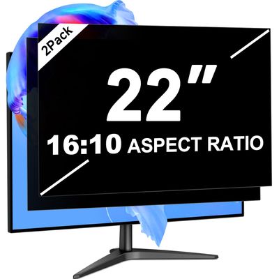 22 Inch Computer Monitor Privacy Screen Filter for 16:9 Aspect Ratio, 22 inch Removable Eye Protection Anti Blue Light Glare Shield, Blackout Anti Spy Desktop Security Private Filter Protector