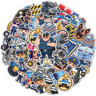 100PCS Police Stickers  Law Enforcement Waterproof Vinyl Decals for Kids, Boys & Girls, Cars, Badges, Scrapbook, Laptop, Water Bottle