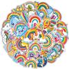 100pcs Rainbow Stickers  Cute Colorful Weather Theme Vinyl Decals with Clouds, Sun, Stars, Balloons for Water Bottle, Laptop, Scrapbook, Party Favors view 1