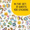 100pcs Rainbow Stickers  Cute Colorful Weather Theme Vinyl Decals with Clouds, Sun, Stars, Balloons for Water Bottle, Laptop, Scrapbook, Party Favors view 2