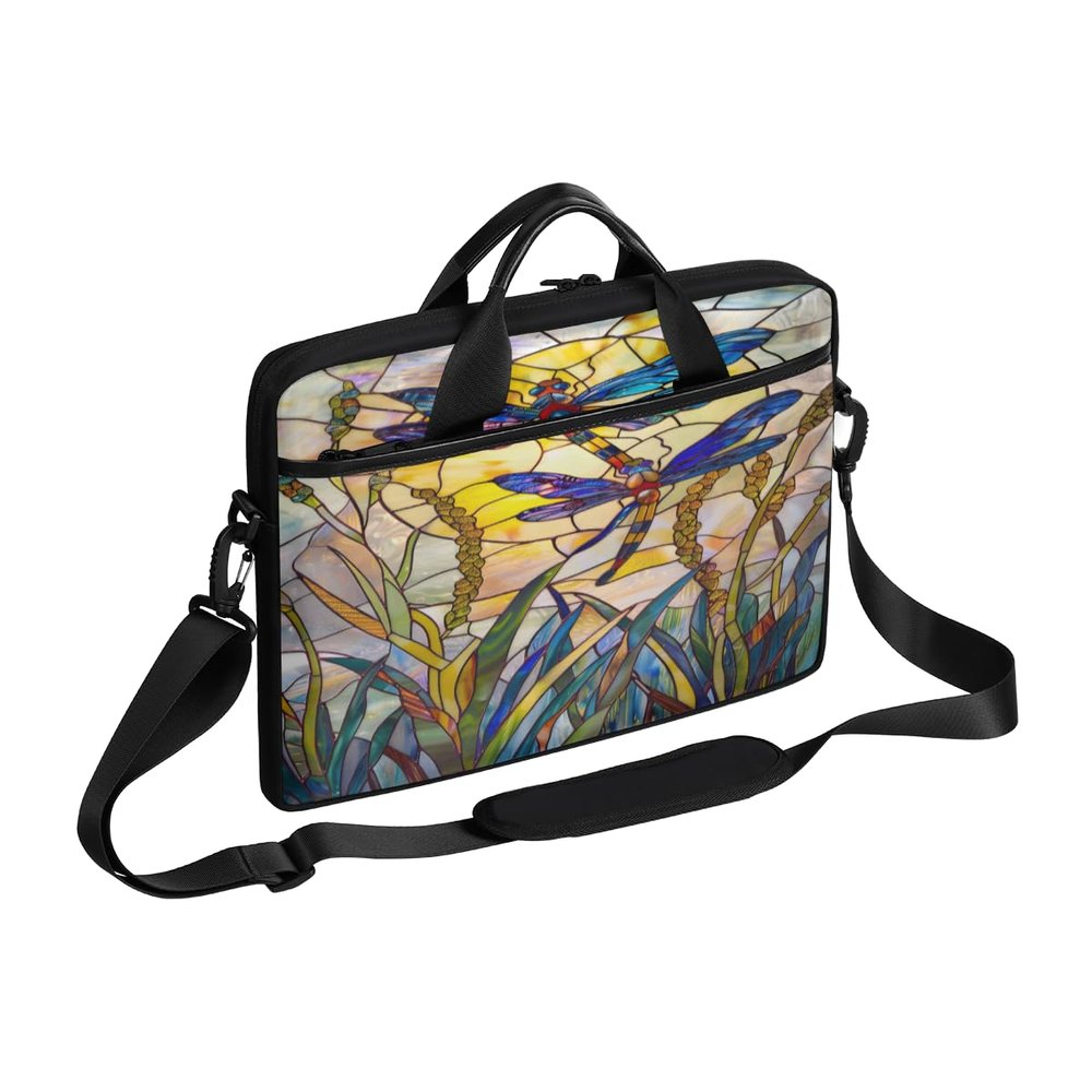 Adornori Retro Floral Dragonfly Laptop Shoulder Bag 15 Inch Waterproof Computer Briefcase Laptop Sleeve Case for Work Business Travel