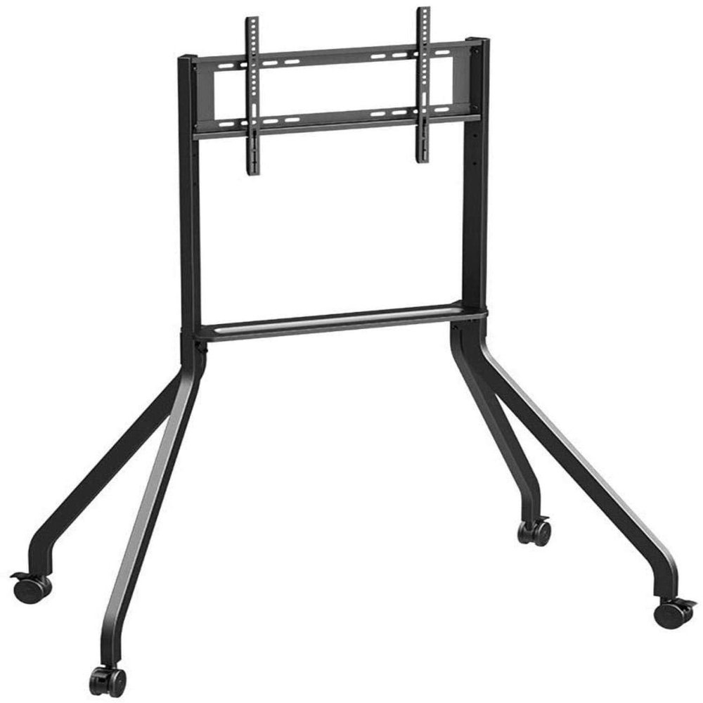 Universal Swivel Table Top TV Stand Stainless Steel TV Floor Stand with Brackets for 42 65 Inches TVs Black Monitor Stand on Wheels Castors